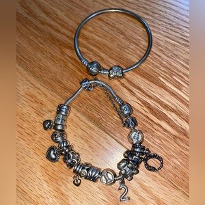 2 Authentic Pandora Charm Bracelets (silver with gold accents)